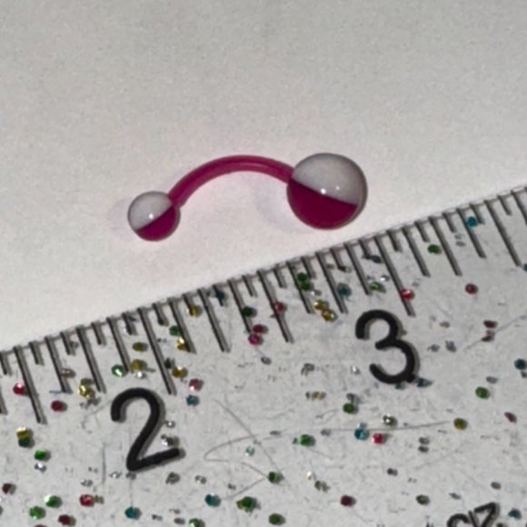 14 Gauge Purple and white Beach Ball Design Belly Ring - Picture 2 of 13